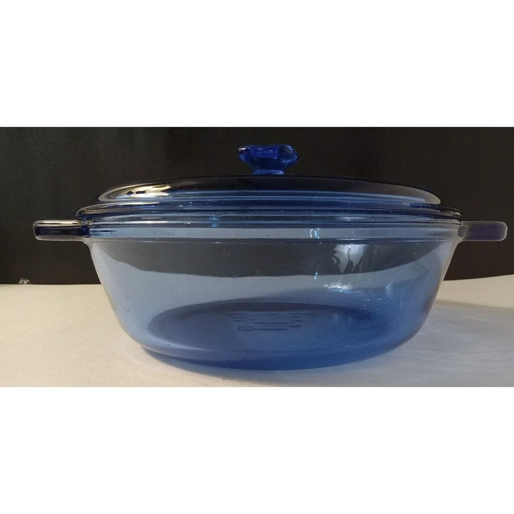 Anchor Hocking Cobalt Blue Glass Casserole Dish with Lid 1.5 QT Vintage MCM